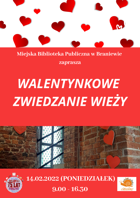 Miejska Biblioteka Publiczna w Braniewie zaprasza 14 lutego br na walentynkowe zwiedzanie wieży.